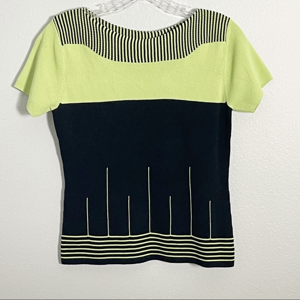Women’s notations Petite light green & black top short sleeves Size PS